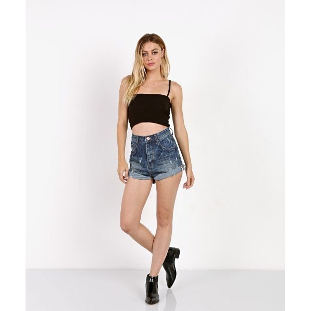 One By One Teaspoon Women's Blue High Waist Bandits Tuscany Denim Short Size 26